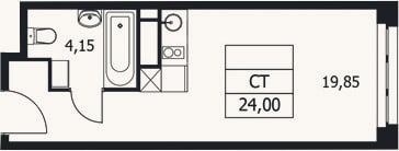 Планировка: Студия, 24 м²