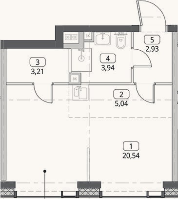 Планировка: Студия, 35,7 м²