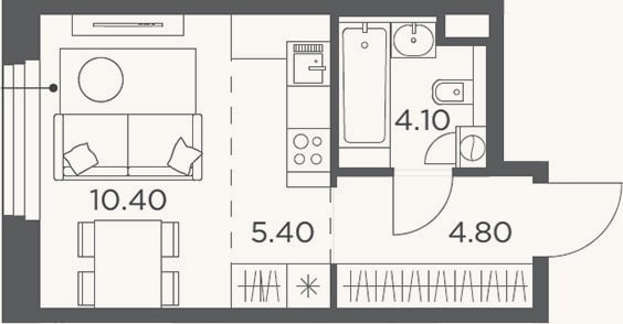 Планировка: Студия, 24,7 м²