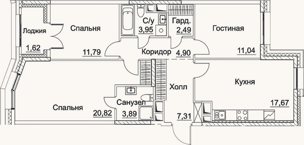 Планировка: 4+ к, 83,9 м²