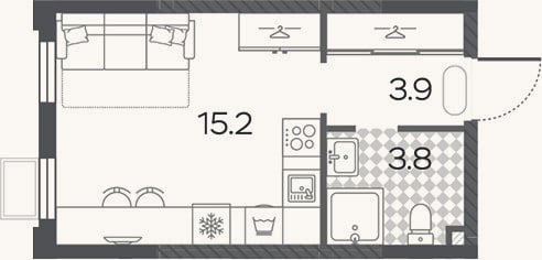 Планировка: Студия, 22,9 м²