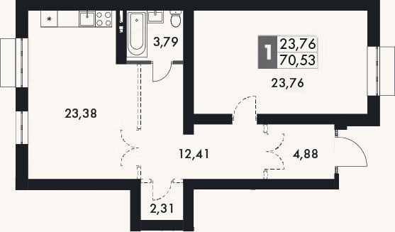 Планировка: 2-к, 72,5 м²