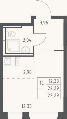 Планировка: Студия, 22,3 м²