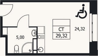 Планировка: Студия, 29,3 м²