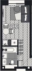 Планировка: Студия, 19,2 м²
