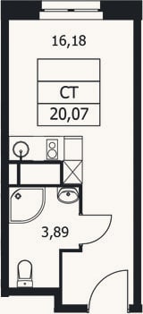 Планировка: Студия, 20,1 м²