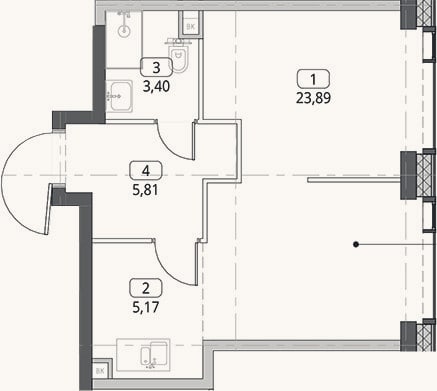 Планировка: Студия, 38,3 м²