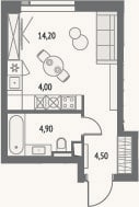 Планировка: Студия, 27,6 м²