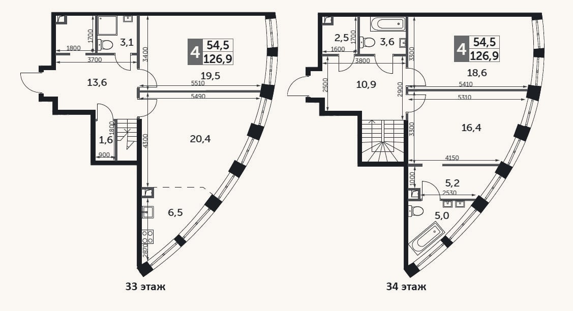 Планировка: 4+ к, 126,9 м²