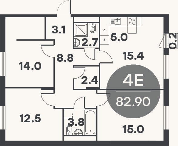 Планировка: 4+ к, 81 м²