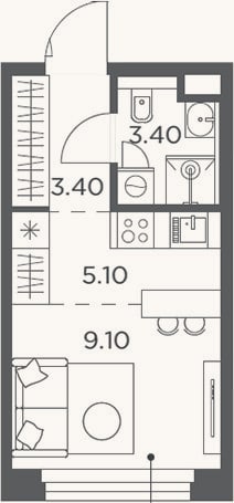 Планировка: Студия, 21 м²