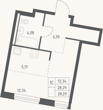 Планировка: Студия, 28,3 м²