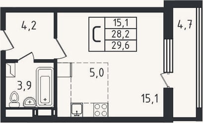 Планировка: Студия, 28,2 м²