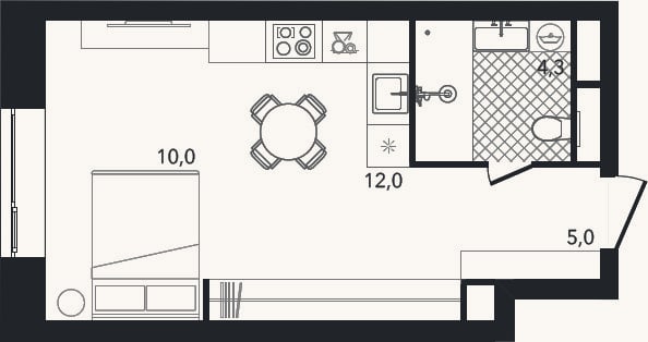 Планировка: Студия, 31,3 м²