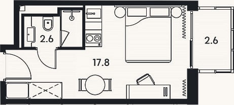 Планировка: Студия, 20,4 м²