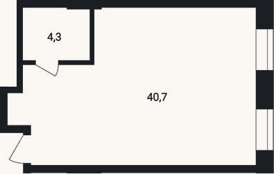 Планировка: Студия, 45 м²