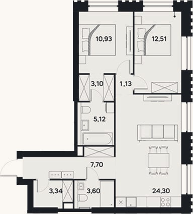 Планировка: 3-к, 71,7 м²