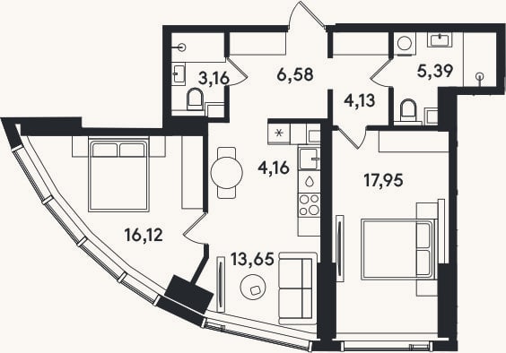 Планировка: 3-к, 71,1 м²