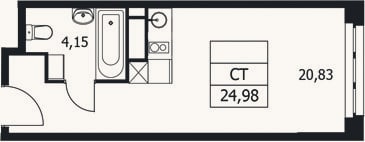 Планировка: Студия, 25 м²