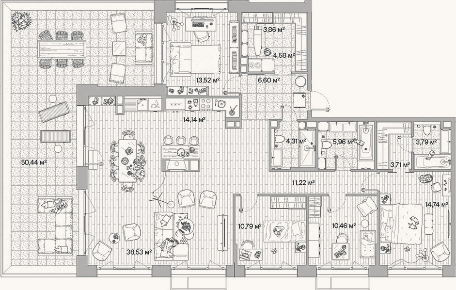 Планировка: 4+ к, 146,2 м²