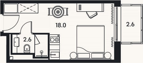 Планировка: Студия, 20,6 м²