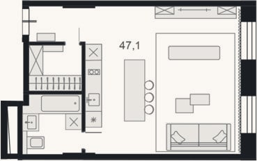 Планировка: Студия, 47,2 м²