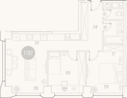 Планировка: 3-к, 61,4 м²
