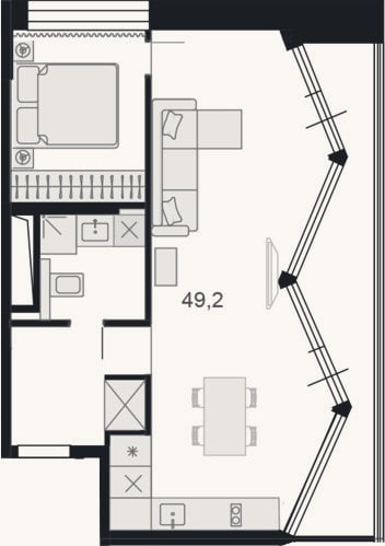 Планировка: Своб. план., 55,4 м²