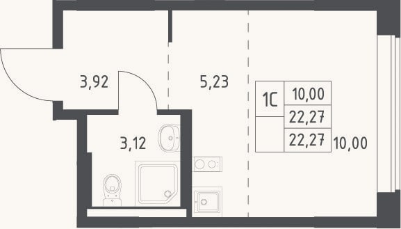 Планировка: Студия, 22,3 м²