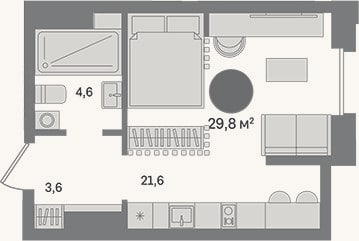 Планировка: Студия, 33,4 м²
