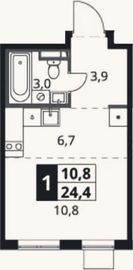 Планировка: Студия, 24,4 м²
