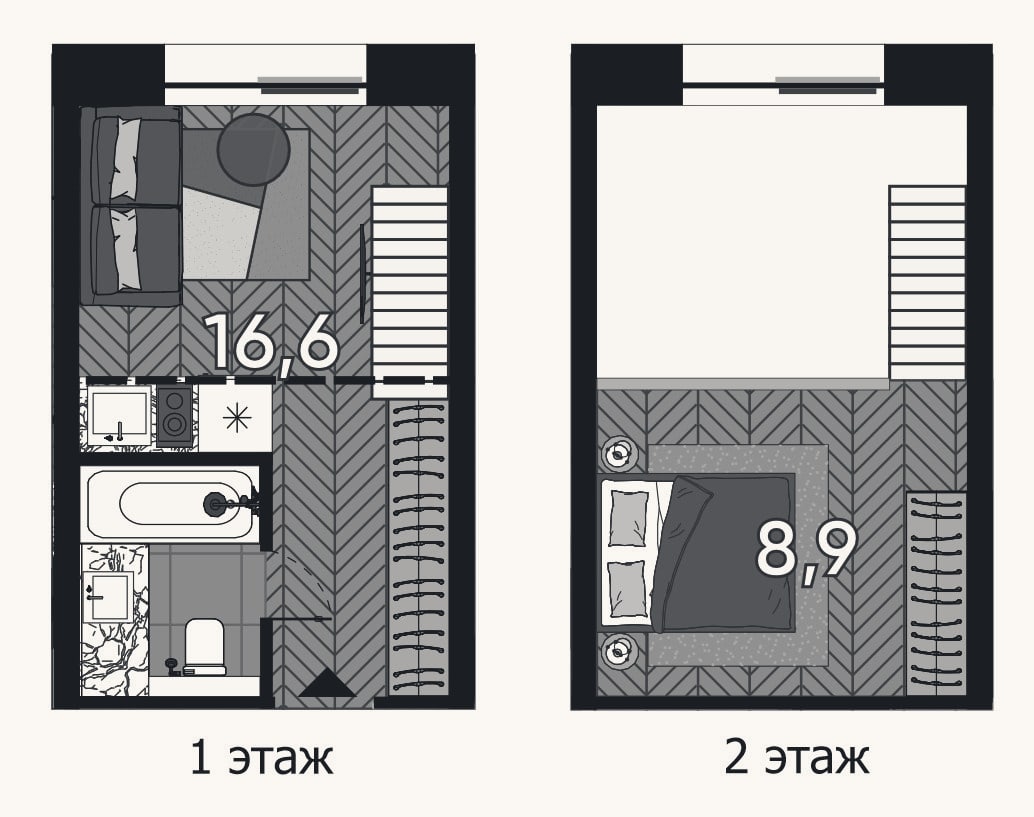 Планировка: 1-к, 23,2 м²