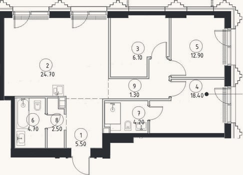 Планировка: 4+ к, 80,3 м²