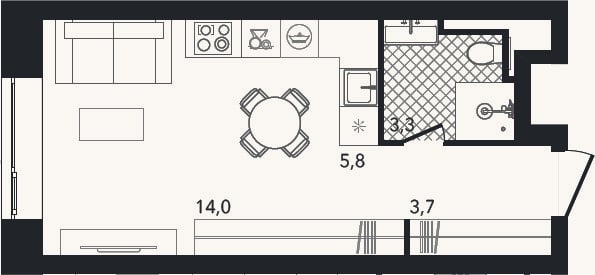 Планировка: Студия, 26,9 м²