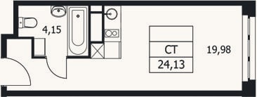 Планировка: Студия, 24,1 м²
