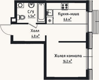 Планировка: Студия, 31,3 м²