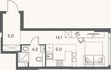 Планировка: Студия, 28,3 м²