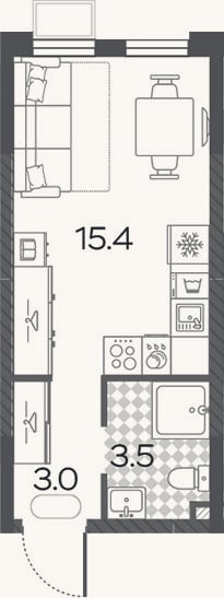 Планировка: Студия, 21,9 м²