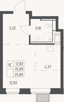 Планировка: Студия, 25,9 м²