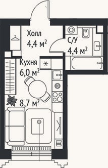 Планировка: Студия, 23,5 м²