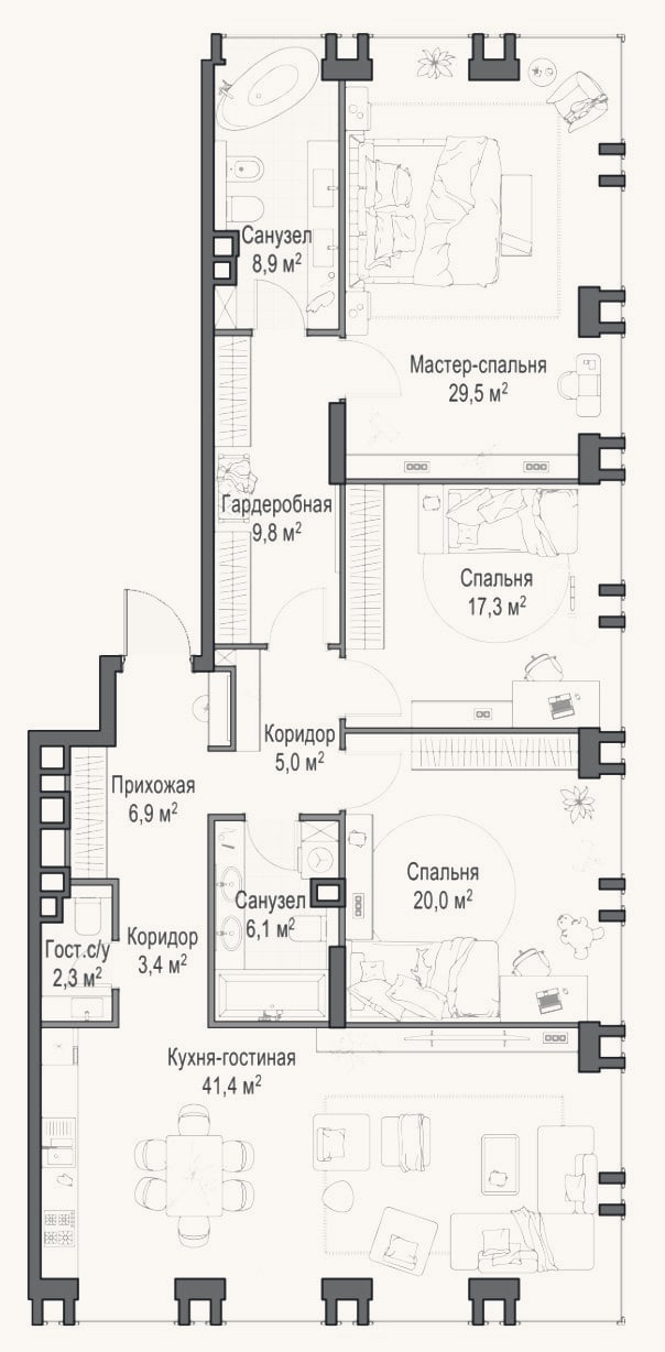 Планировка: 4+ к, 150,5 м²