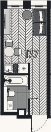 Планировка: Студия, 17,7 м²