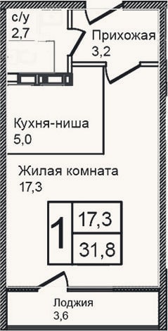Планировка: Студия, 28,2 м²