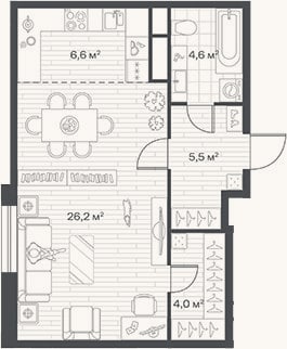 Планировка: Студия, 46,9 м²