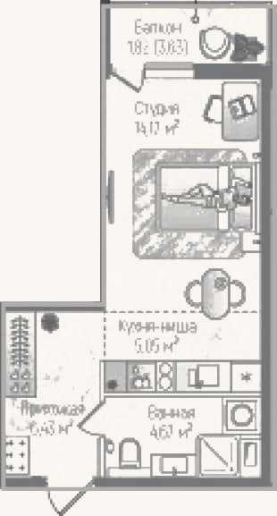 Планировка: Студия, 30,3 м²