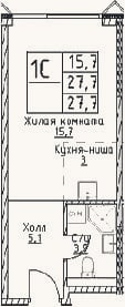 Планировка: Студия, 27,7 м²