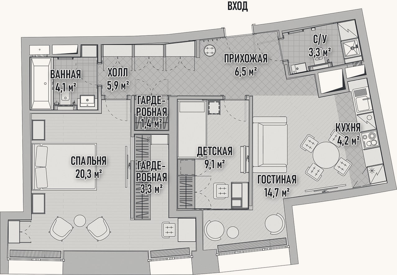 Планировка: 3-к, 72,1 м²