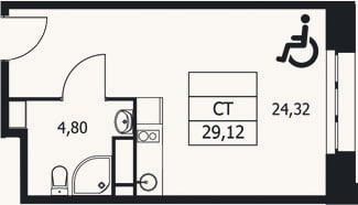 Планировка: Студия, 29,1 м²