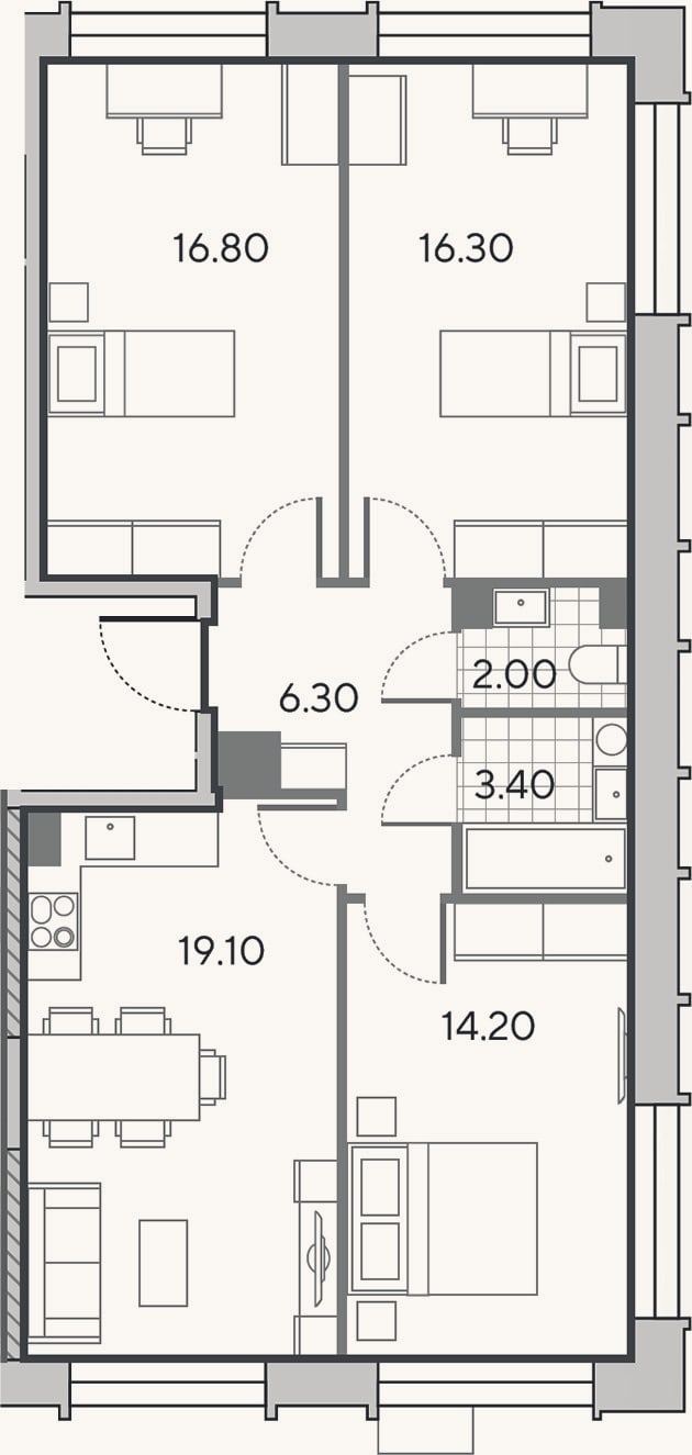 Планировка: 4+ к, 78,1 м²