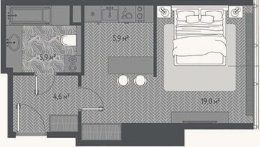 Планировка: Студия, 35,3 м²